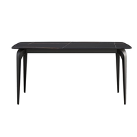 Table à manger rectangulaire moderne en gros d'usine avec plateau en marbre et pieds en métal noir, mobilier de salle à manger 6 places