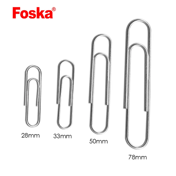 Foska Populair De Beste Prijs Verschillende Grootte Ronde Metalen Nikkel 28Mm 33Mm 50Mm 78Mm Paperclips Voor Kantoor Schoolbenodigdheden