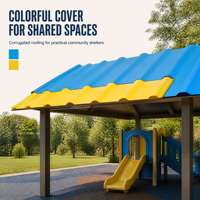 Crea un Lámina Decorativa Colorida para Parques Infantiles con Láminas Corrugadas Azules y Amarillas para Toldos de Parques y Espacios Compartidos