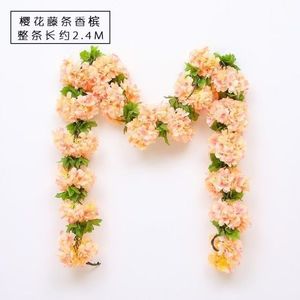 Guirlandes artificielles de fleurs de cerisier 200 cm en plastique et soie pour mariage, décoration murale, extérieur et accessoires de photographie - Product Image 3