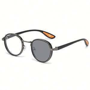 Lunettes de soleil rondes photochromiques UV400 avec monture en alliage, personnalisables avec logo, style vintage 2025, pour hommes et femmes, idéales pour la conduite - Product Image 4