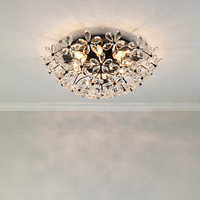 Lustre moderne en cristal français de luxe avec LED, luminaire principal en forme de pétale de fleur, éclairage pour restaurant, salon, chambre à coucher