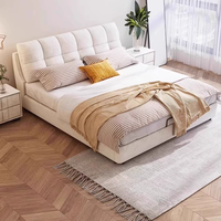 Ensemble de meubles de salon nordique, lit king size en tissu, bois de pin moderne, latex, luxe, chambre à coucher, lit réglable et confortable