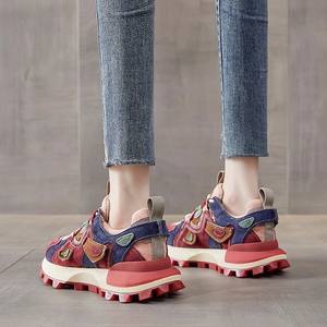 Nouvelles baskets rétro pour femme à semelle épaisse et blocs de couleur, style européen tendance, chaussures de papa, effet amincissant pour le pied, baskets polyvalentes - Product Image 2