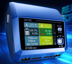 SkyRC D100neo Intelligent Dual Channel Battery Charger Replacement for D100V2 FPV <b>Racing</b> <b>Drones</b> Accessories Metal Plastic - Product Image 3