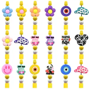 Factory Wholesale Fancy Focal Beads Diy Accessories Flower Beads Pvc Focal Beads For Pen Making