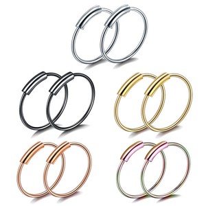 Anillos de Nariz de Acero Inoxidable de 8mm, Joyería Geométrica Circular para Piercings de Nariz, Joyería Corporal de Moda - Product Image 4