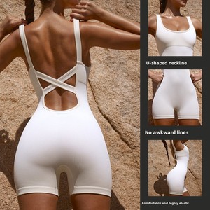 Traje de yoga de una pieza <span class=keywords><strong>Z</strong></span> sin mangas con tirantes cruzados, espalda hermosa, levantamiento de cadera, transpirable, sin costuras, elástico para entrenamiento - Product Image 1