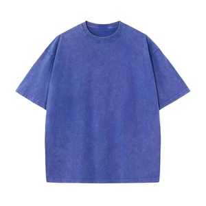 Vintage Acid Wash 100% Cotton O-Neck T-<b>Shirts</b> Custom LOGO DTG Print Oversized <b>Men's</b> Solid Pattern Knitted T-<b>Shirt</b> - Product Image 2