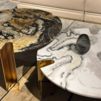 Table basse de luxe en marbre italien avec design moderne en métal, couleur personnalisée de haute qualité pour salon, bar à domicile et décoration de villa