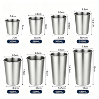 Vaso de Acero Inoxidable Apilable de Pared Simple para Fiesta y Cerveza con Logotipo Personalizado, Vaso Metálico Plateado para Agua y Bebidas