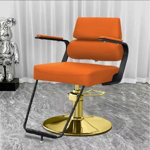 Modern High-end Men's Barber Chairl Black Metal <b>Salon</b> Chair Hairdressing Recling Styling Barber Chair Gold - Product Image 2