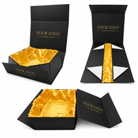 Boîte cadeau magnétique en satin noir avec logo personnalisé, boîte d'emballage rigide en papier de luxe pour bijoux, montres, produits cosmétiques