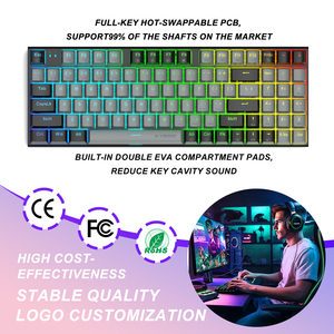 <span class=keywords><strong>Clavier</strong></span> de jeu mécanique personnalisé filaire pour PC, mini <span class=keywords><strong>clavier</strong></span> de jeu LED à joint, 98 touches, échangeable à chaud - Product Image 1