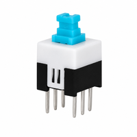 Interrupteur à bouton-poussoir en plastique KAN-W7 à verrouillage, 0,3A 50VDC SPST, 6 broches, montage sur circuit imprimé plat, IP40, pour l'électronique grand public et l'équipement audio
