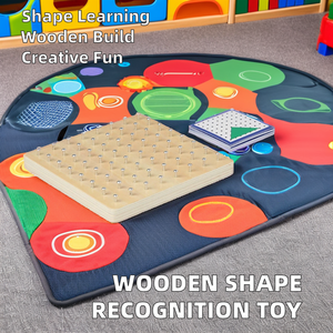 Tablero de madera para Educación Temprana, tablero de goma creativo con forma geométrica, enseñanza Montessori para <span class=keywords><strong>geoboard</strong></span> de jardín de infantes - Product Image 2