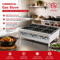 Cuisinière à gaz de comptoir 36 pouces avec plaque de cuisson et gril à pierres de lave 3-en-1, cuisinière à gaz commerciale combinée avec plaque de cuisson