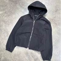 Veste coupe-vent unisexe sportive et légère en nylon Ripstop, à capuche zippée, avec poignets élastiques personnalisés et motif écossais froissé