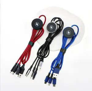 Zusammenfassung des leuchtenden LOGO-Ladekabels USB Travel 3-in-1-Kabel, geschenk maßgeschneidertes Schnellladekabel 5-in-1 Datenkabel mit LED-Box