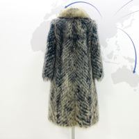 Manteau long en fourrure de raton laveur de style russe - Manteau d'hiver épais et résistant pour femmes en fourrure véritable