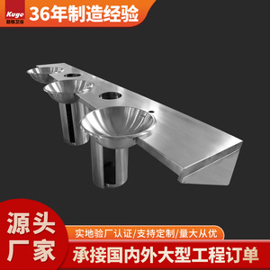 304 Stainless Steel Pedestal Sink Rectangular <b>Basin</b> <b>Round</b> Bowl Floor Mounted Easy Clean Bathroom Sink - Product Image 4