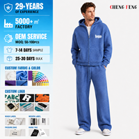 Ensemble 2 pièces personnalisé avec logo frontal imprimé jacquard, en mélange de laine brossée, confortable, tricoté, pour homme : sweat à capuche et pantalon de jogging