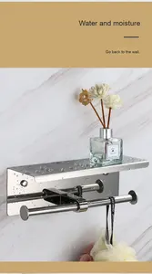 Yoto מדף מוטות מתכת טואלט מחזיק & מדף אחסון לרקמות אמבטיה שחורה רקמת חדר אמבטיה נייר קוסמטיקה - Product Image 5