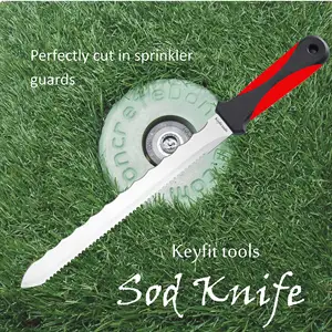 Stainless Steel Garden Knife With Red Handle Double Side Utility Cutter Lawn Repair Garden Insulation Knife