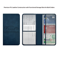 Porte-cartes d'immatriculation de voiture en PU personnalisé avec logo promotionnel, porte-assurance automobile, organisateur de documents mince multi-poches pour permis de conduire