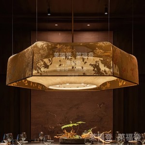 New Chinese Style Square Chandelier Gold Fabric <b>Led</b> <b>Light</b> For Banquet Hall Hotel Restaurant - Product Image 5