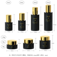 Set di Flaconi in Vetro per Cosmetici con Pompa Dosatrice, Bottiglia Rotonda a Strisce Verticali per Acqua, Emulsione, Essenza e Crema da 30ml a 120ml