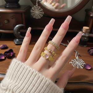 Vendita calda gotico da donna anelli regolabili di tendenza 18K placcato luna serpente ragno intarsio gioielli all'ingrosso - Product Image 3