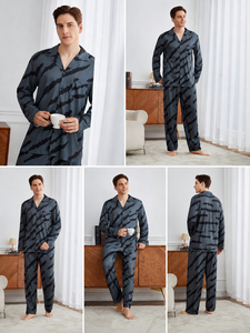 <span class=keywords><strong>Pigiama</strong></span> da <span class=keywords><strong>Uomo</strong></span> in Seta Ghiaccio Premium, Semplice e Casual, Set con Maniche Lunghe e Pantaloni Lunghi, Abbigliamento da Casa per Tutte le Stagioni, Alta Qualità - Product Image 2