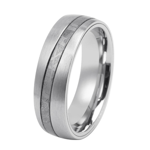 Anelli Nuziali in Titanio Antiossidante con Vero Meteorite, Stile <span class=keywords><strong>Re</strong></span> e Regina per Coppie - Product Image 3