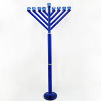 Candélabre de Hanouka à 9 bras en cristal bleu MH-TZ0546