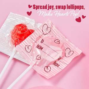 Lot <span class=keywords><strong>de</strong></span> 140 sucettes rouges violettes <span class=keywords><strong>en</strong></span> <span class=keywords><strong>forme</strong></span> <span class=keywords><strong>de</strong></span> cœur assorties <span class=keywords><strong>de</strong></span> bonbons aromatisés aux baies pour enfants étiquettes adressables emballées individuellement - Product Image 5