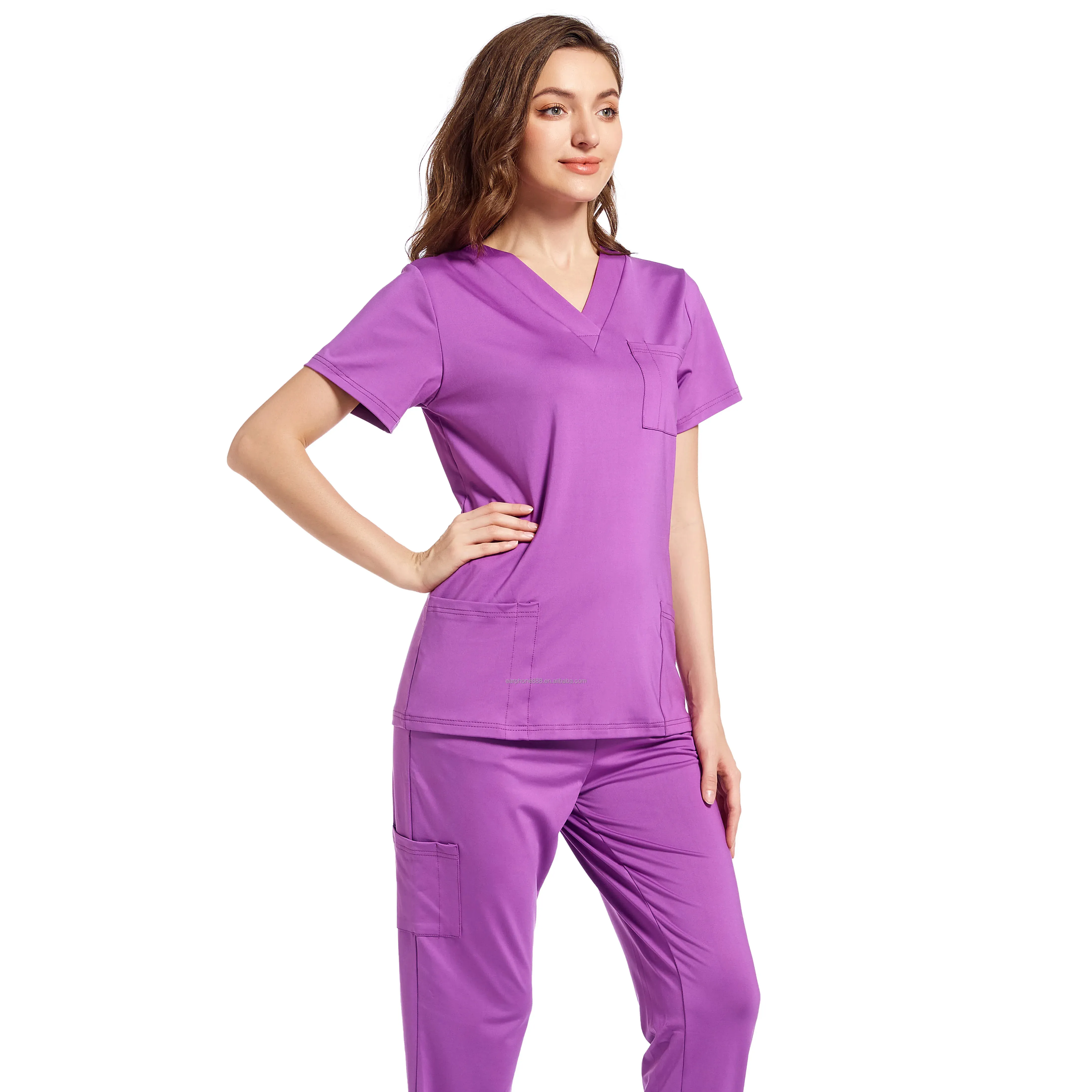 Fashionable Private Label Short Sleeve Tops Jogger Pants Medical Hospital Nursing Scrub Uniforms Men Women Nurse Scrubs Set