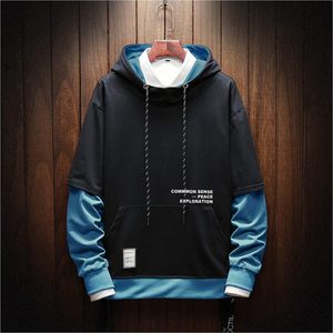 FOXA <b>Mens</b> Colorblock Hoodie Unisex <b>Pullover</b> With Pocket Breathable French Terry Sweatshirt Casual Hip Hop Top - Product Image 3