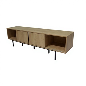 <span class=keywords><strong>Buffet</strong></span> rectangulaire <span class=keywords><strong>bas</strong></span> en <span class=keywords><strong>bois</strong></span> avec pieds en métal, design moderne <span class=keywords><strong>et</strong></span> nouveau, multi-compartiments, idéal pour les petits espaces - Product Image 1
