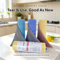Rouleau de chiffons de nettoyage en microfibre de polyester à séchage rapide, tricotés, perforés, faciles à déchirer, double face, réutilisables, épais, pour la cuisine