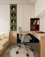 Ensemble armoire-bureau design moderne en bois, direct usine, avec tête de lit éclairée et rangement extensible, mobilier pour chambres et écoles