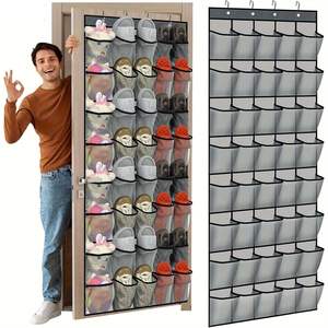 Organisateur mural 24 compartiments pour chaussures et articles divers, en tissu, avec poches en maille, à suspendre sur la porte ou dans le placard - Product Image 5