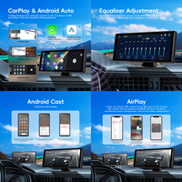 Podofo Écran HD portable de 10,26 pouces, CarPlay/Android Auto sans fil, moniteur de voiture, AirPlay, diffusion Android, musique BT, fabricant OEM/ODM