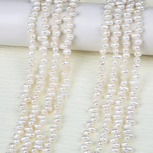 Collar de Cuentas de Arroz de Agua Dulce Naturales Blancas al por Mayor, Cuentas Sueltas Semiterminadas de Estilo Barroco con 37 Orificios, Cadena de Clavícula de ABS para Joyería DIY - Product Image 1