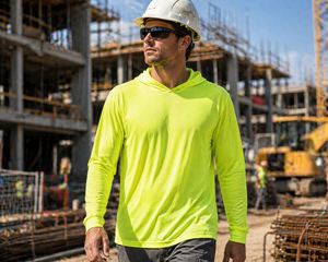 Camiseta Personalizada de Alta Visibilidad Dry Fit para Construcción, Playera de <span class=keywords><strong>Seguridad</strong></span> Reflectante de Manga Larga, Secado Rápido en Poliéster y con Capucha - Product Image 6
