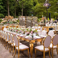Chaise de banquet de luxe en métal doré, interchangeable, haut de gamme, pour événements hôteliers et repas