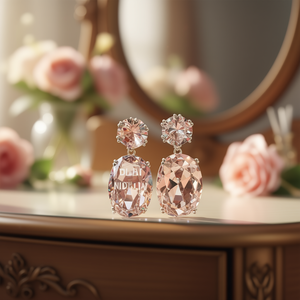 Orecchini a goccia in cristallo Dilai Nidalai blu E492 con montatura a griffe in quarzo arcobaleno, gioielli di lusso da donna per feste - Product Image 2