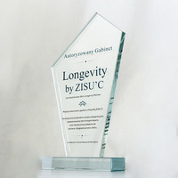 Plaque en cristal transparente personnalisée à cinq faces avec dessus incliné asymétrique et base épaisse - Récompense de reconnaissance professionnelle MH-J0139