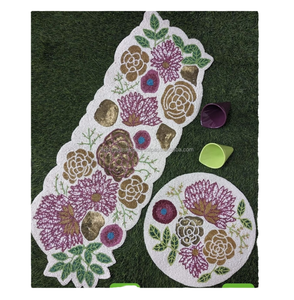 Custom Logo Woven Embroidered Floral White Lace Luxury Flower Table Runner for Home Wedding Dining Table - Product Image 2