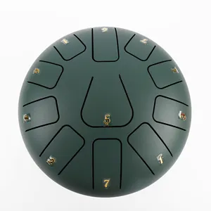 Factory Offer The Small Size Design 8 Inch 20 Cm 11 Tongue Dark Green Hank Drum G Key Balmy Drum Steel Tongue Drum